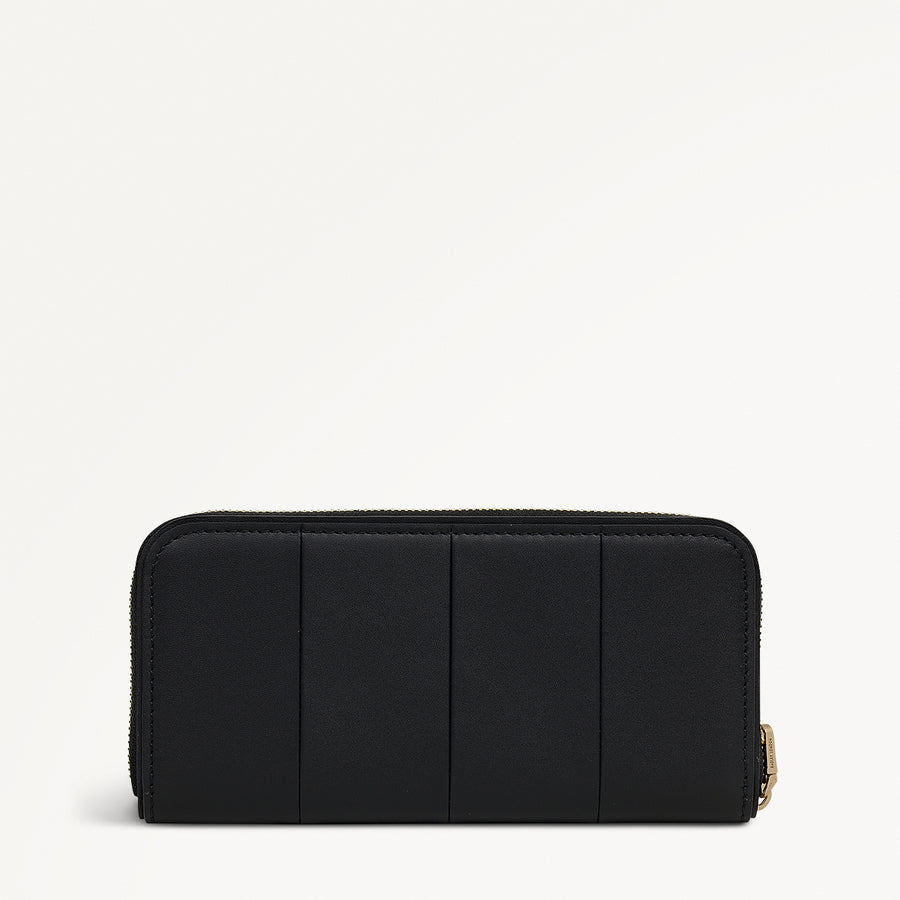 YORK MEWS - PATCHWORK LARGE ZIP AROUND WALLET BLACK