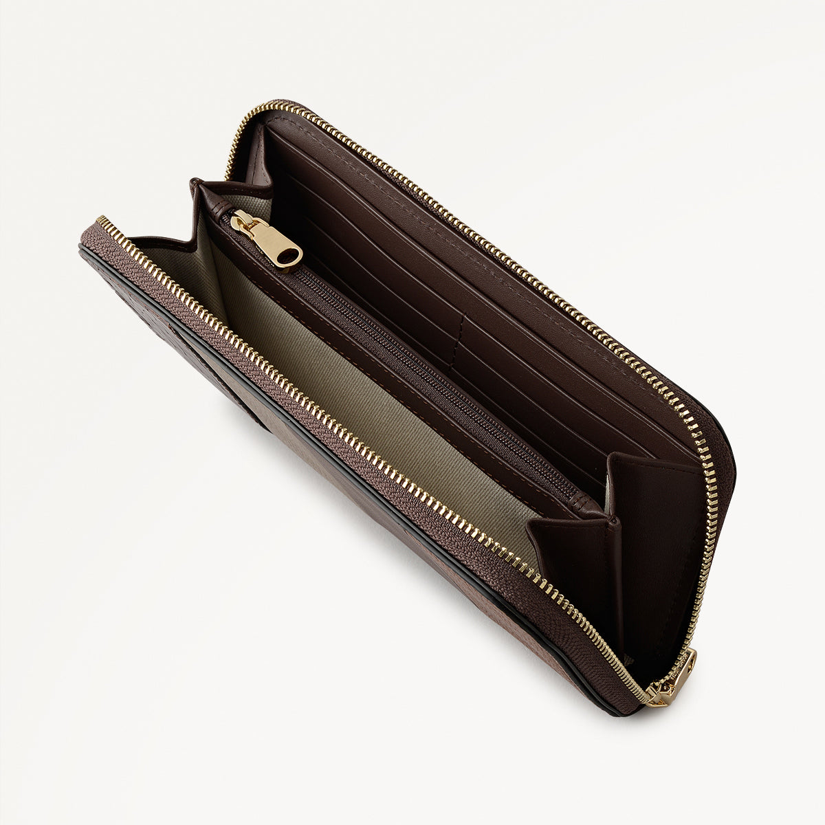 YORK MEWS - PATCHWORK LARGE ZIP AROUND WALLET CHOCOLATE