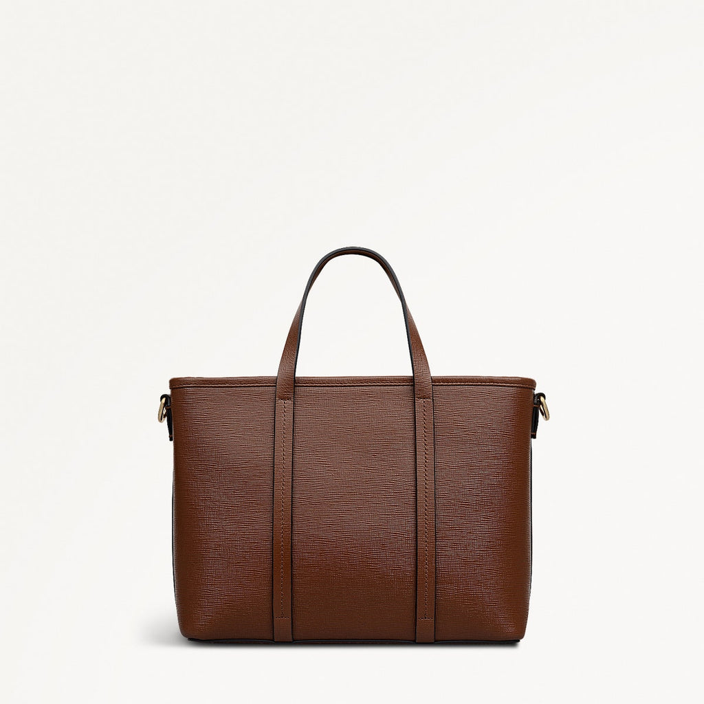 Templeton Place Leather Small Ziptop Grab Bag in Chocolate - 112390