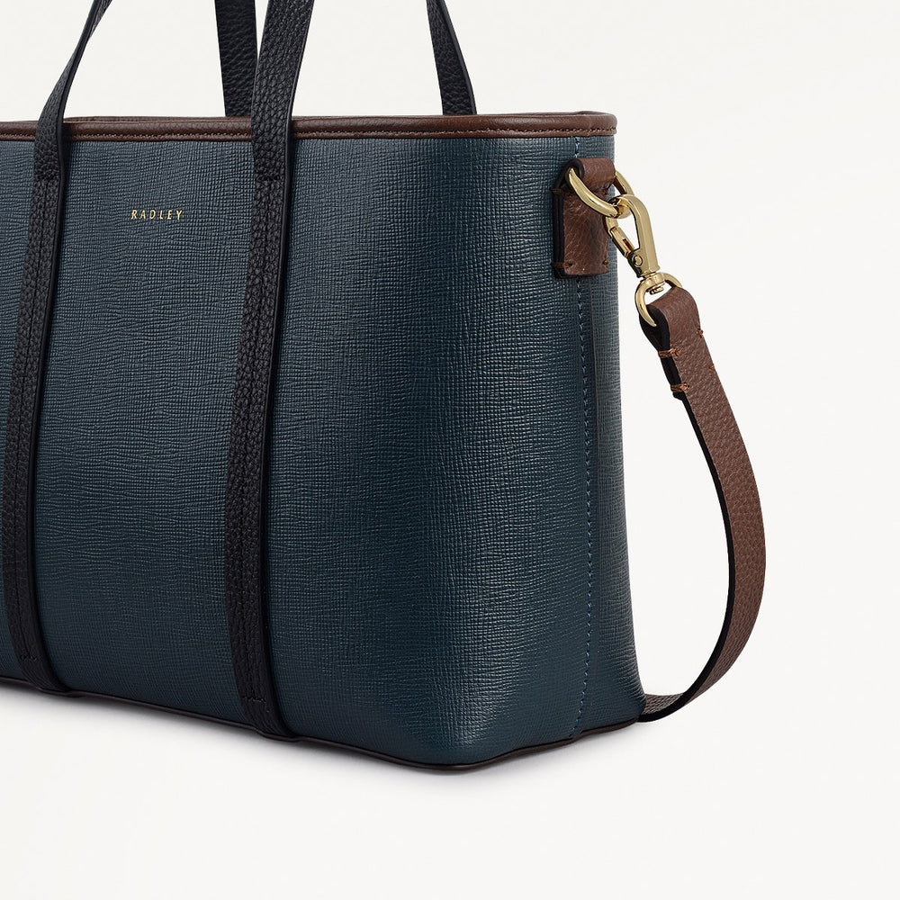Templeton Place Leather Small Ziptop Grab Bag in Teal - 112391