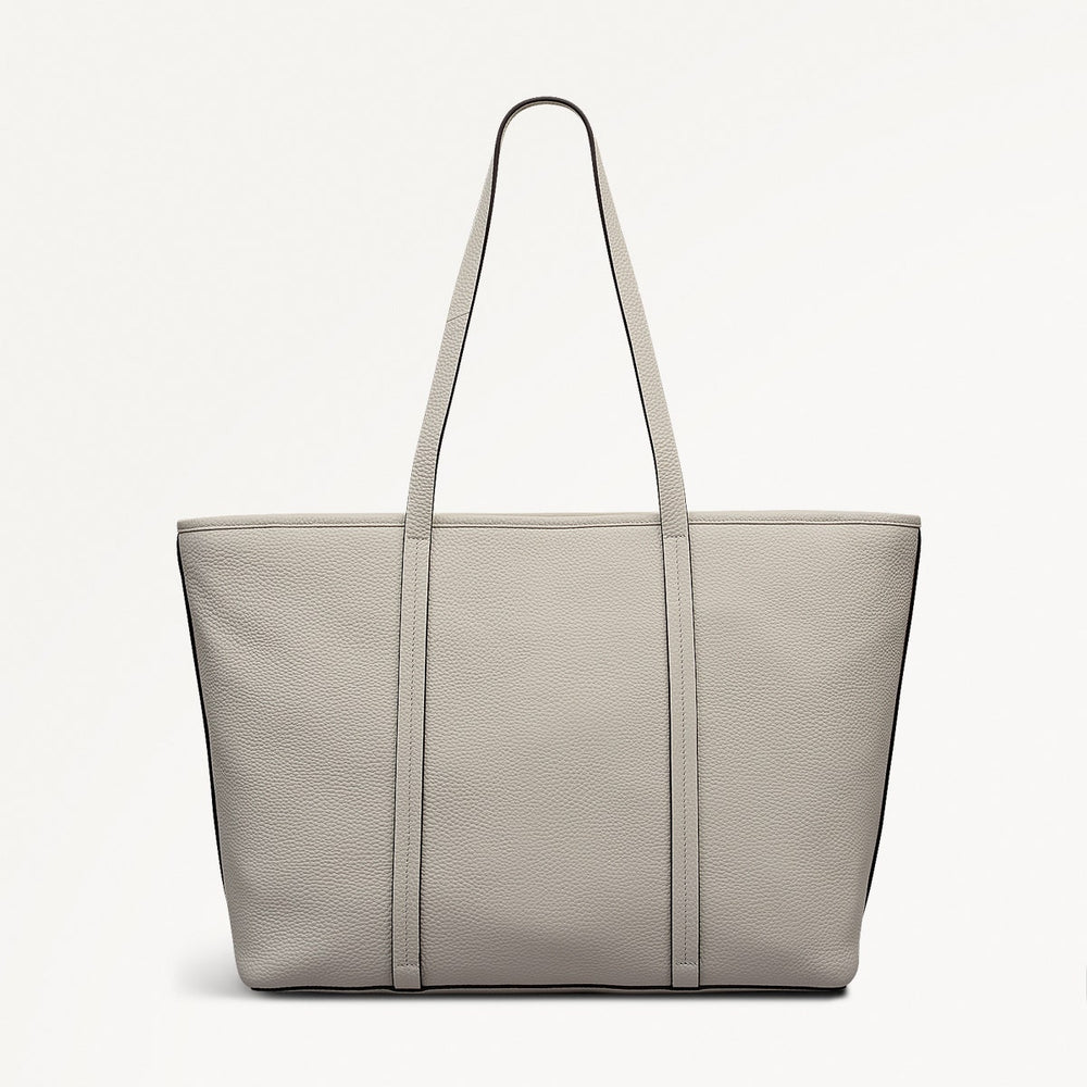 Templeton Place Leather Large Ziptop Tote Bag in Snow - 112394