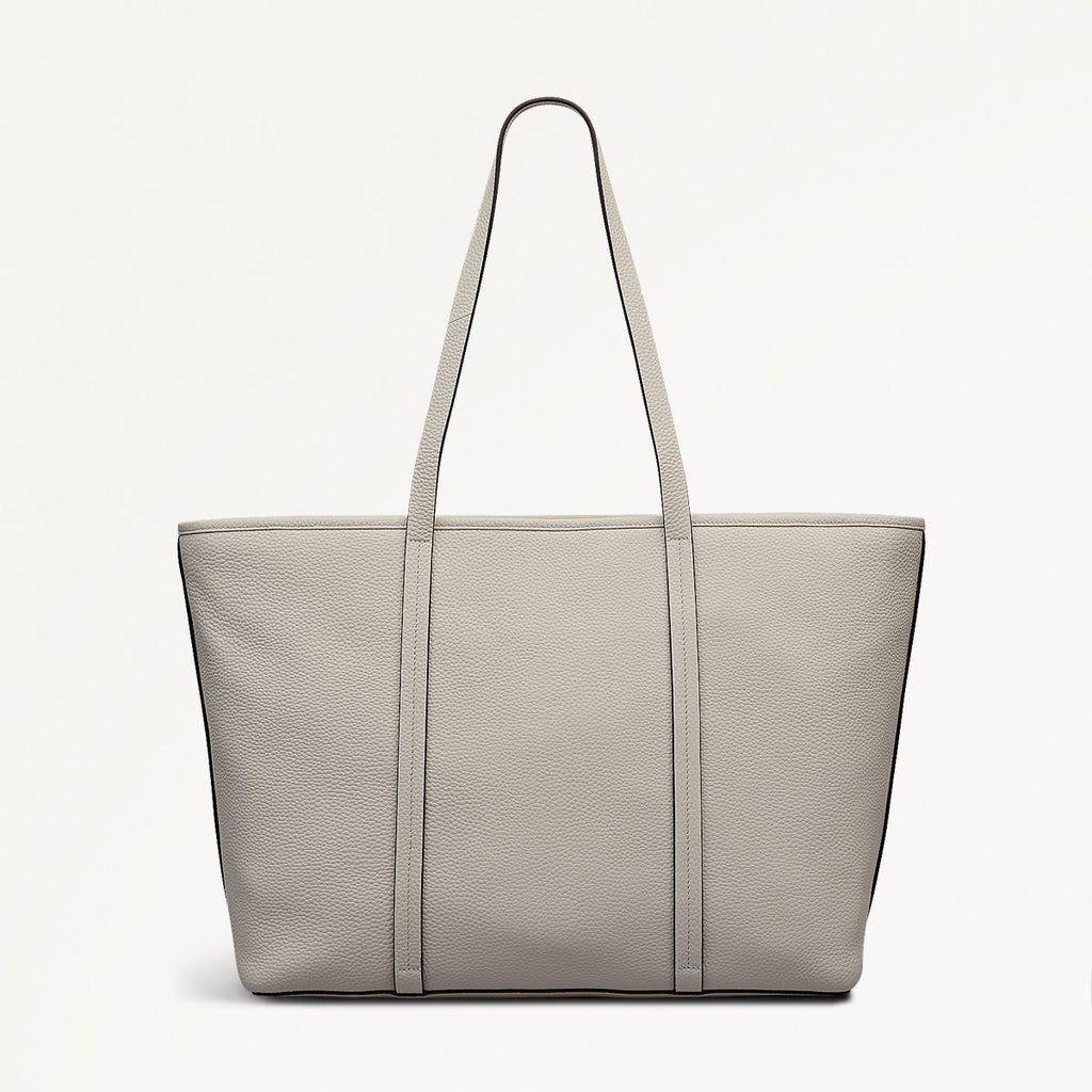 Templeton Place Leather Large Ziptop Tote Bag in Snow - 112394