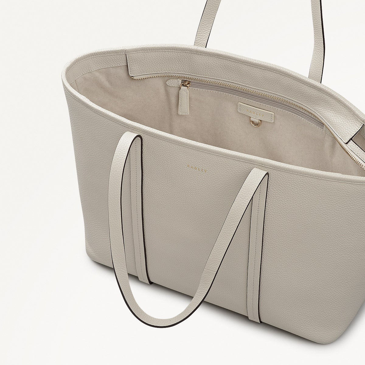 Templeton Place Leather Large Ziptop Tote Bag in Snow - 112394