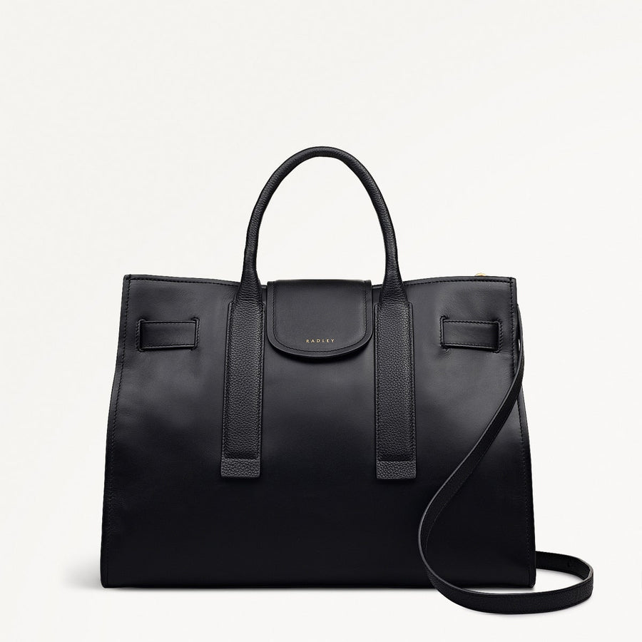 St Pancras Lane Large Open Top Satchel Bag in Black - 112396