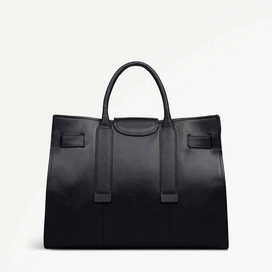 St Pancras Lane Large Open Top Satchel Bag in Black - 112396