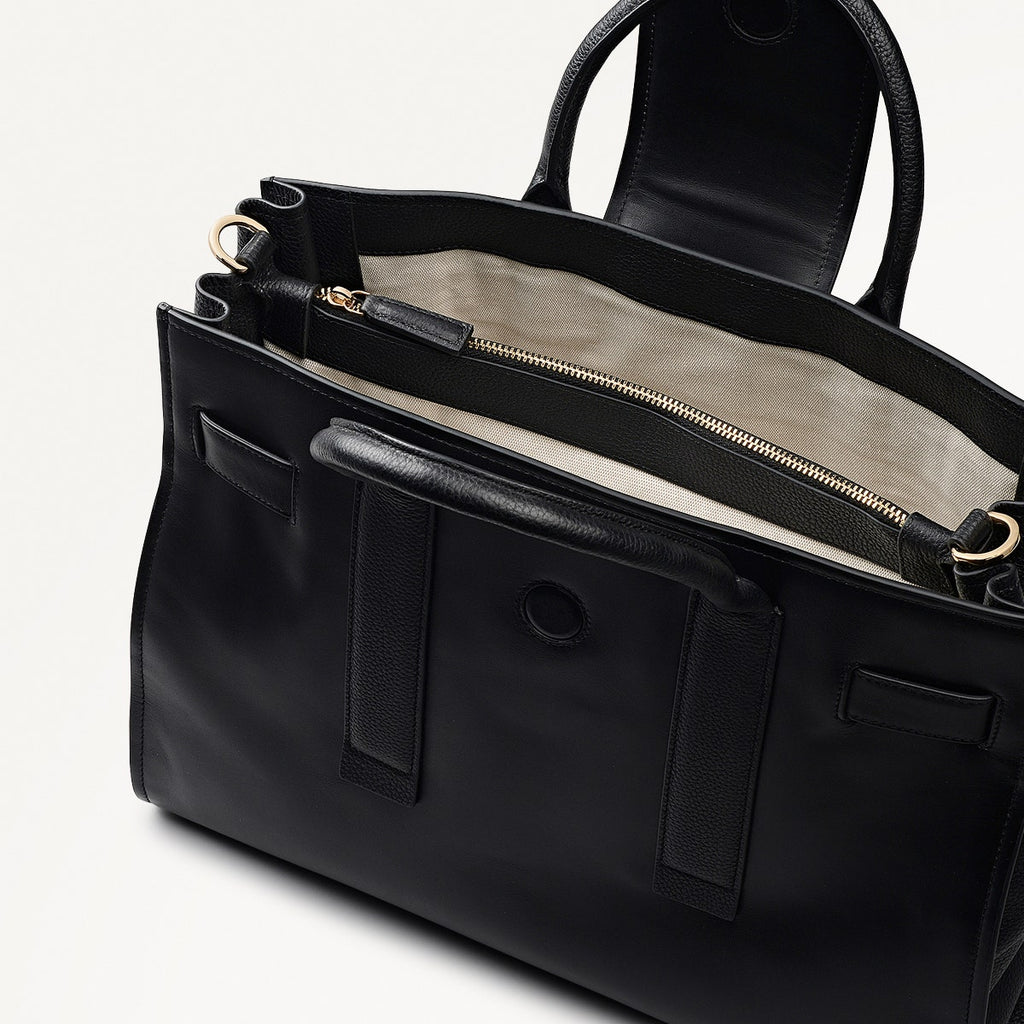 St Pancras Lane Large Open Top Satchel Bag in Black - 112396