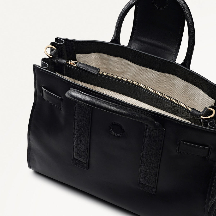St Pancras Lane Large Open Top Satchel Bag in Black - 112396
