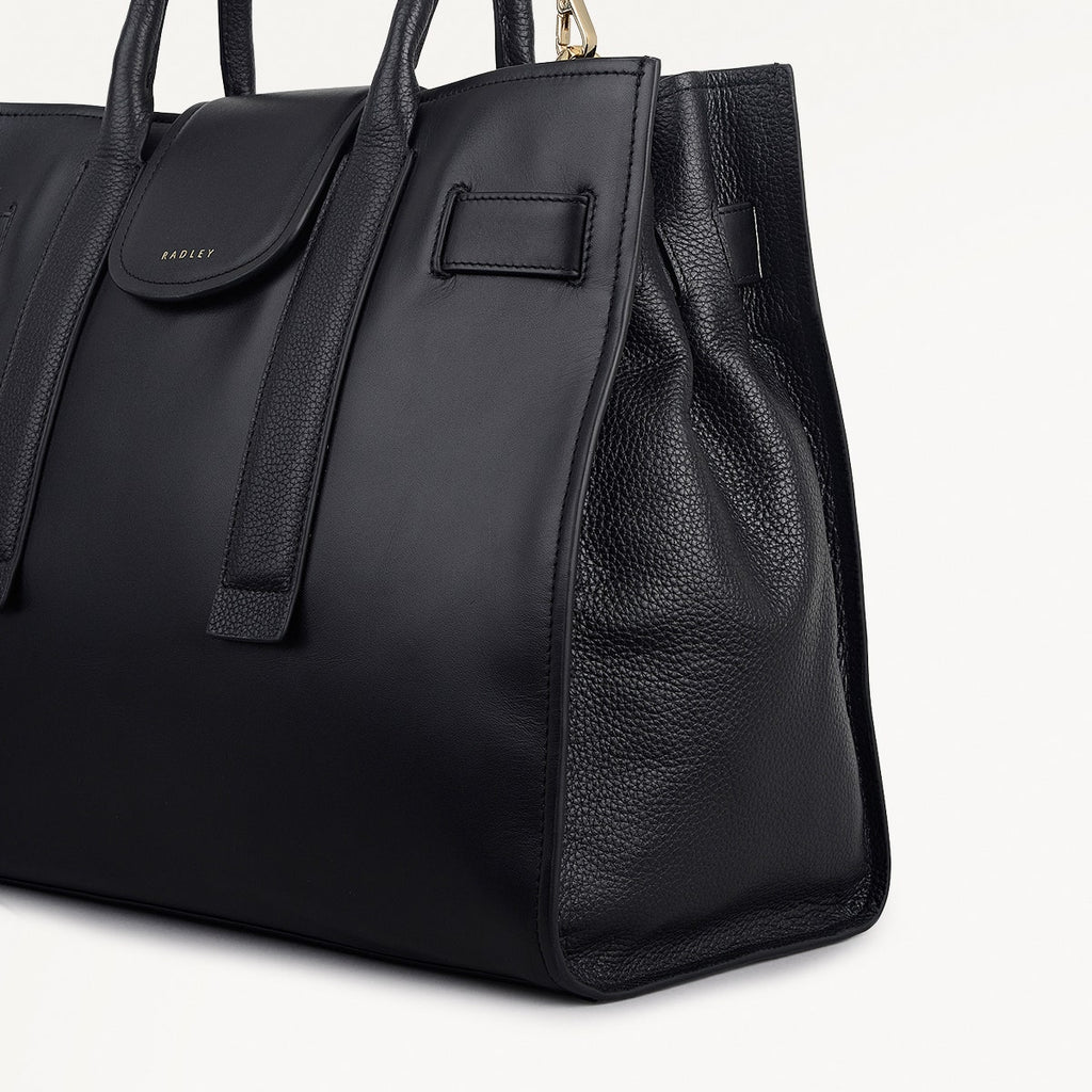 St Pancras Lane Large Open Top Satchel Bag in Black - 112396