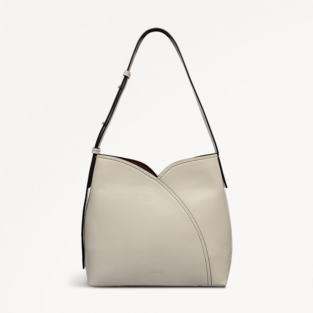 Tulip Street Leather Large Open Top Shoulder Bag in Snow - 112407