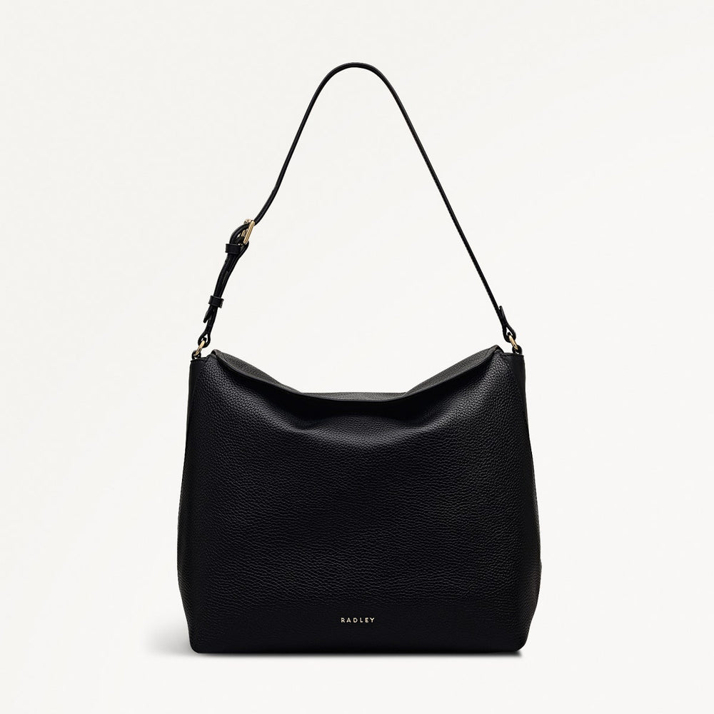City Road Leather Large Flapover Shoulder Bag in Black - 112409