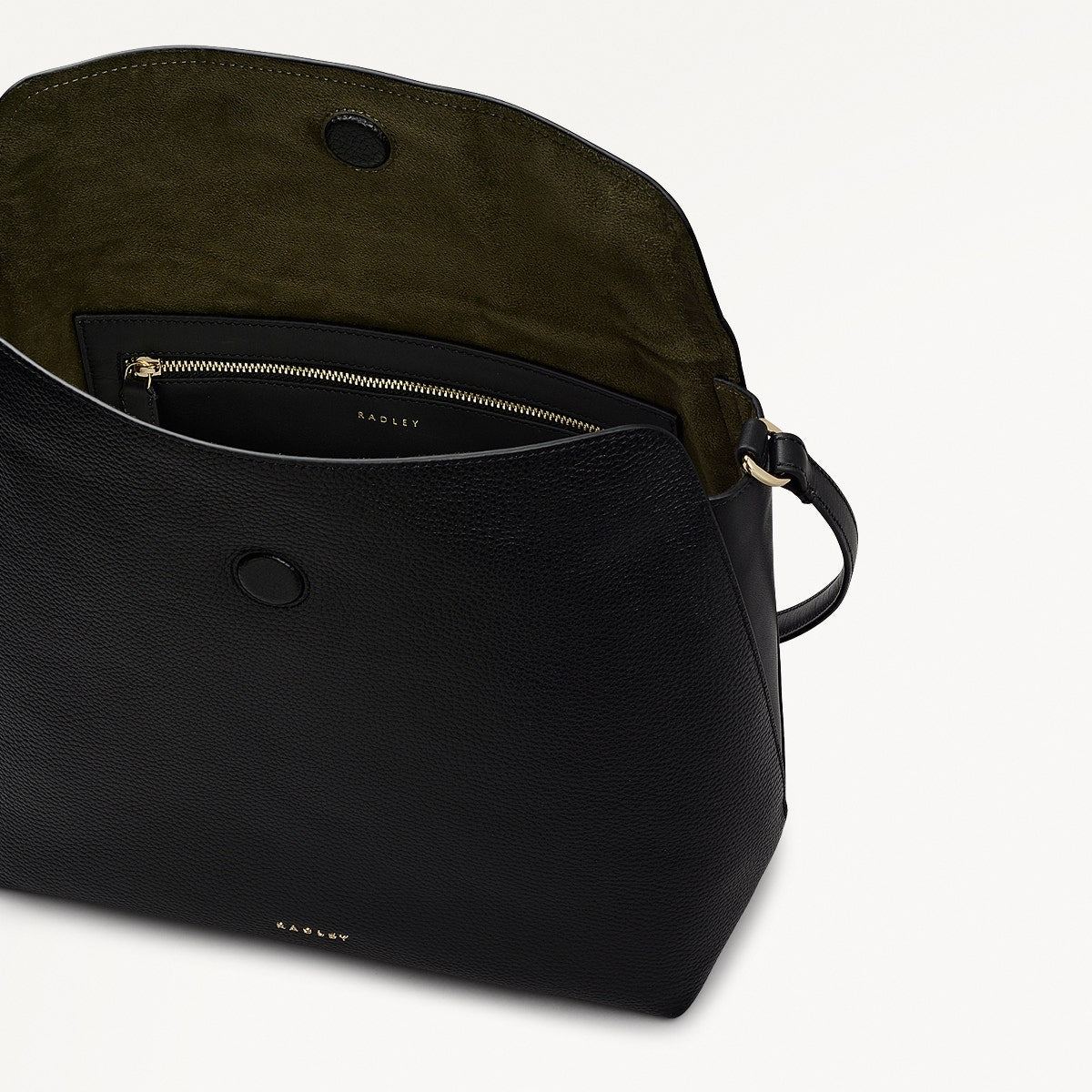 City Road Leather Large Flapover Shoulder Bag in Black - 112409
