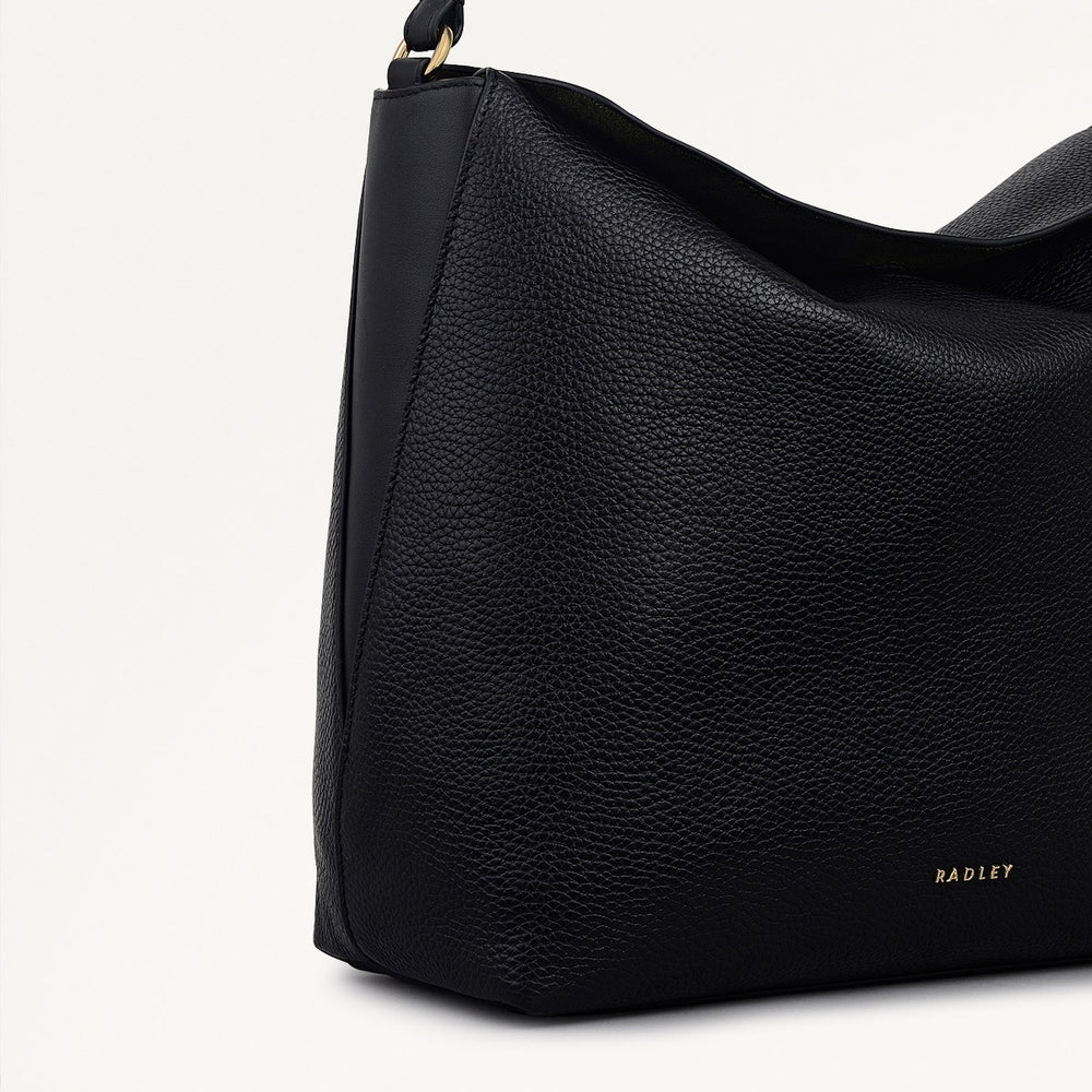 City Road Leather Large Flapover Shoulder Bag in Black - 112409