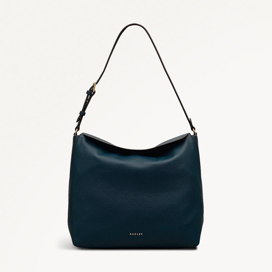City Road Leather Large Flapover Shoulder Bag in Teal - 112410