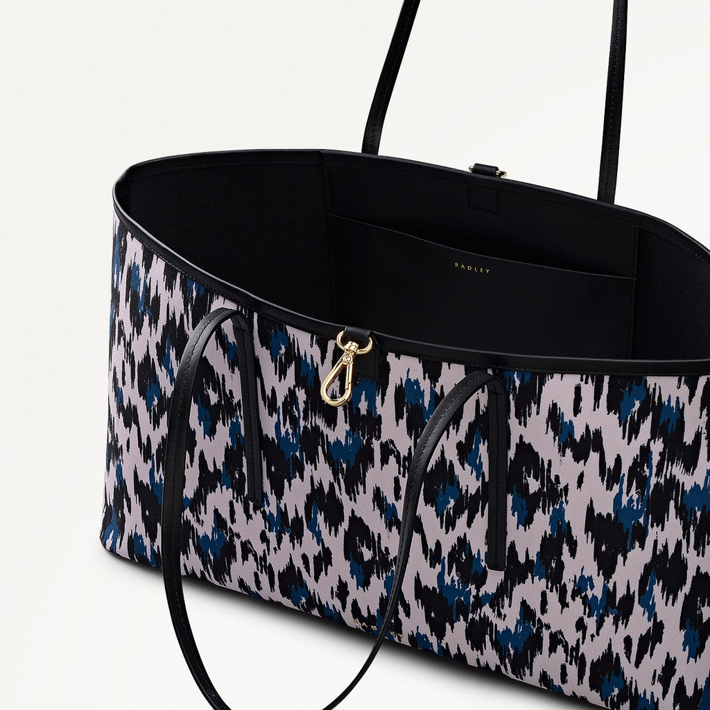 Addison Abstract Fabric Large Open Top Tote Bag in Teal - 112414