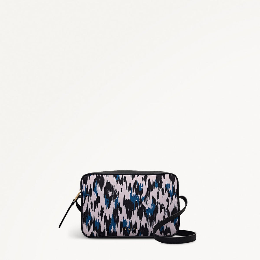 Addison Abstract Fabric Small Ziptop Cross Body Bag in Teal - 112416