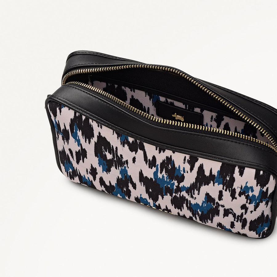 Addison Abstract Fabric Small Ziptop Cross Body Bag in Teal - 112416
