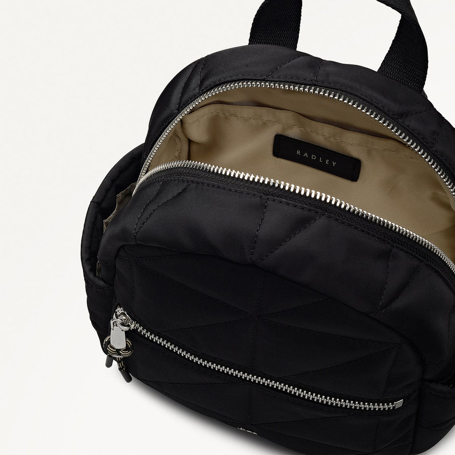 Danesfield Mews Fabric Mini Ziptop Backpack in Black - 112424