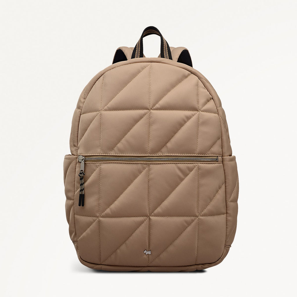 Danesfield Mews Fabric Large Ziptop Backpack in Stone - 112425