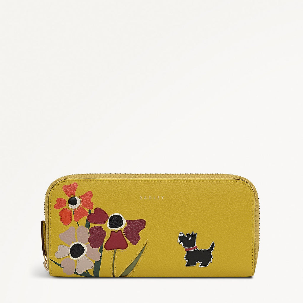 Floribunda Leather Large Zip Around Wallet in Ochre - 112447
