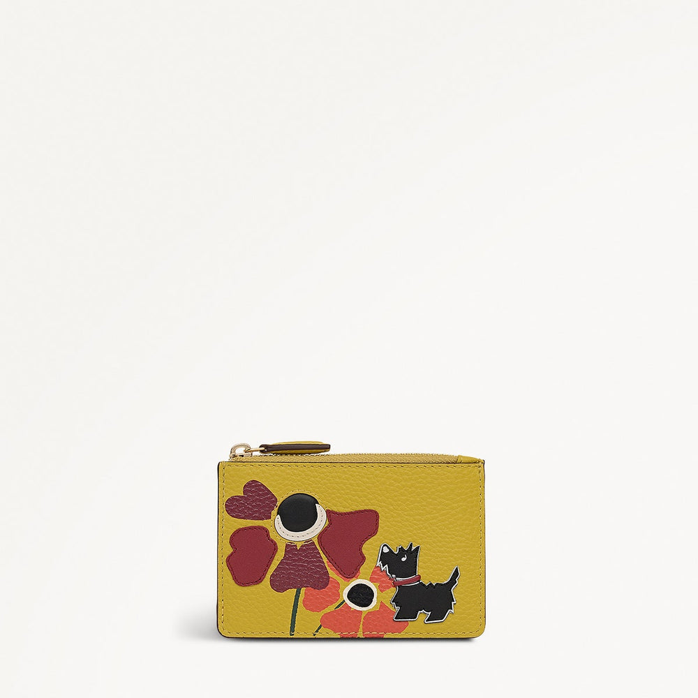 Floribunda Leather Small Ziptop Coin Wallet in Ochre - 112449