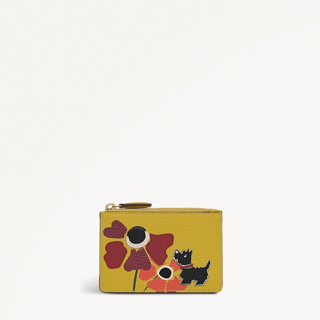 Floribunda Leather Small Ziptop Coin Wallet in Ochre - 112449