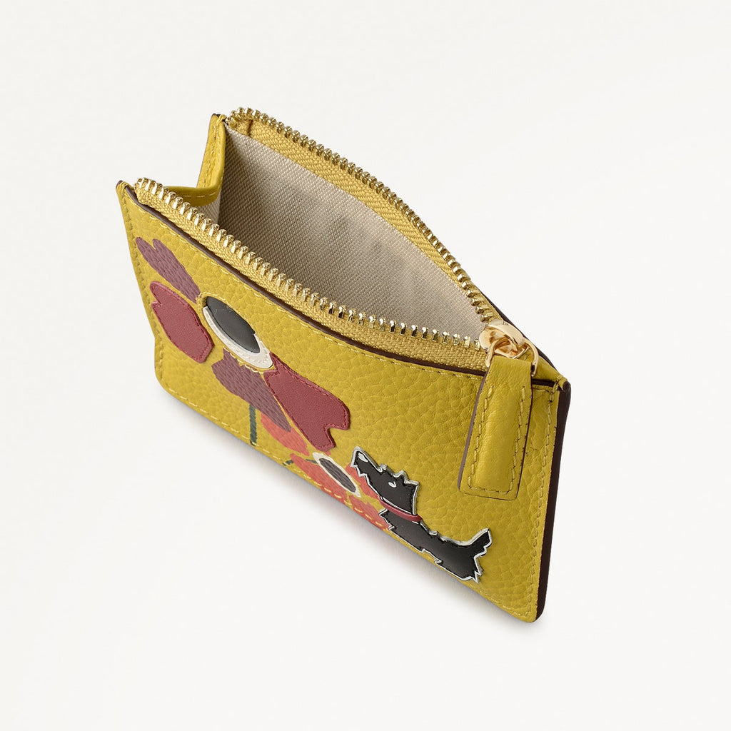 Floribunda Leather Small Ziptop Coin Wallet in Ochre - 112449