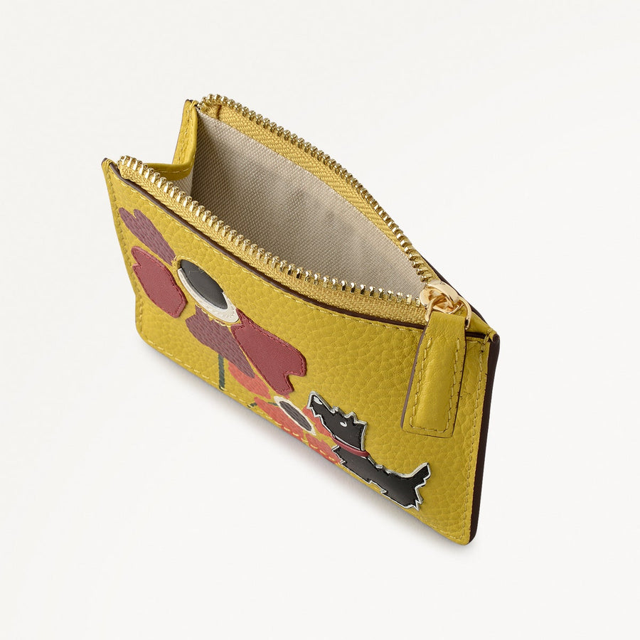 Floribunda Leather Small Ziptop Coin Wallet in Ochre - 112449