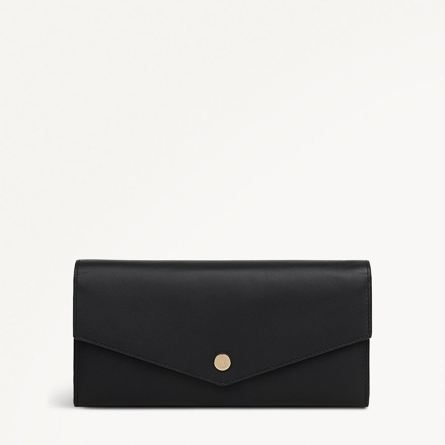 St Pancras Lane Leather Large Flapover Wallet in Black - 112451