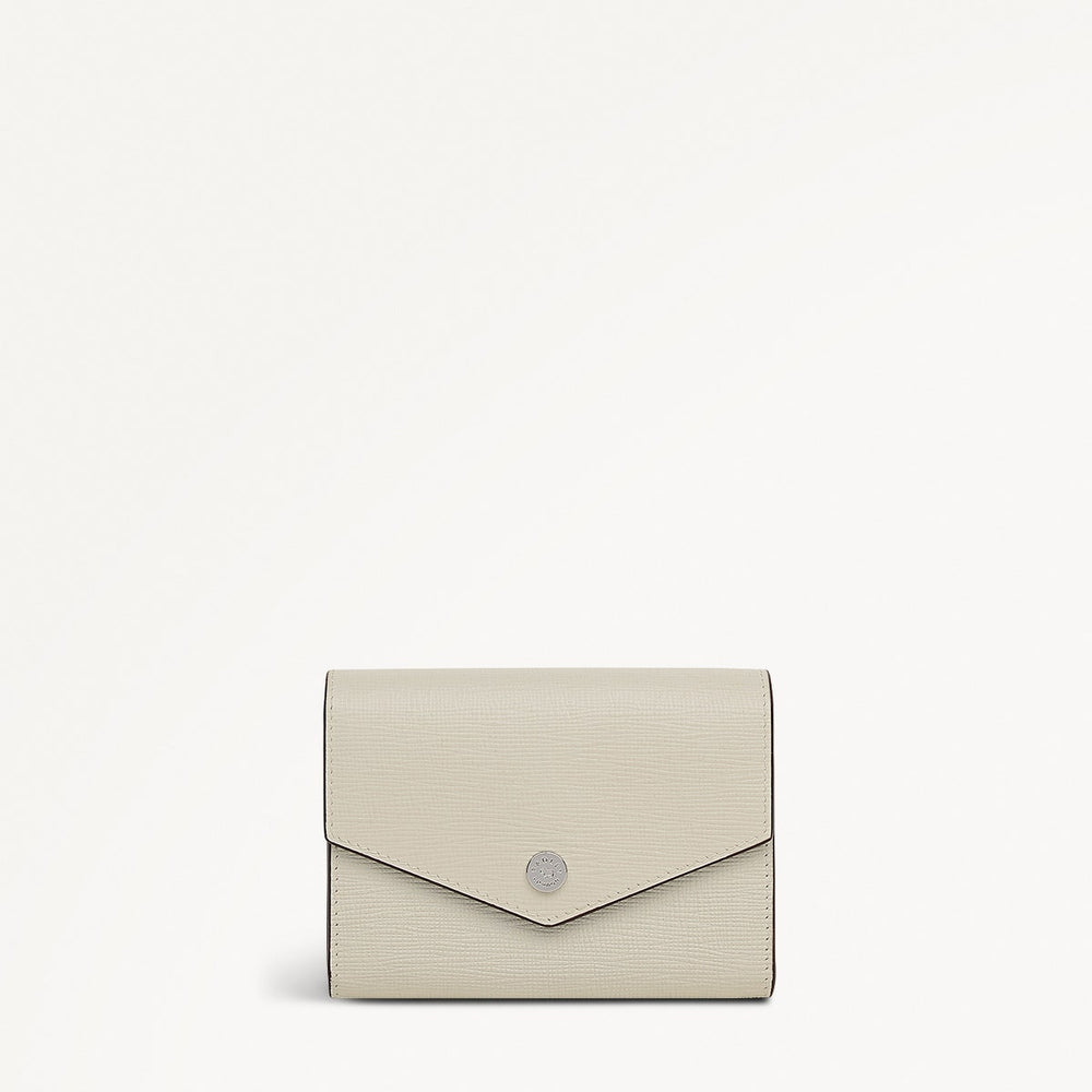 St Pancras Lane Leather Small Flapover Wallet in Snow - 112453