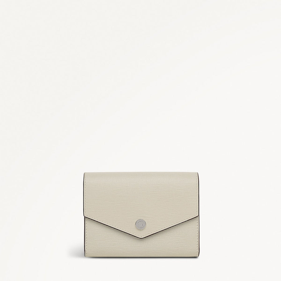 St Pancras Lane Leather Small Flapover Wallet in Snow - 112453