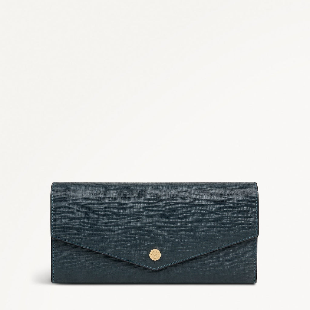 St Pancras Lane Leather Large Flapover Wallet in Teal - 112454