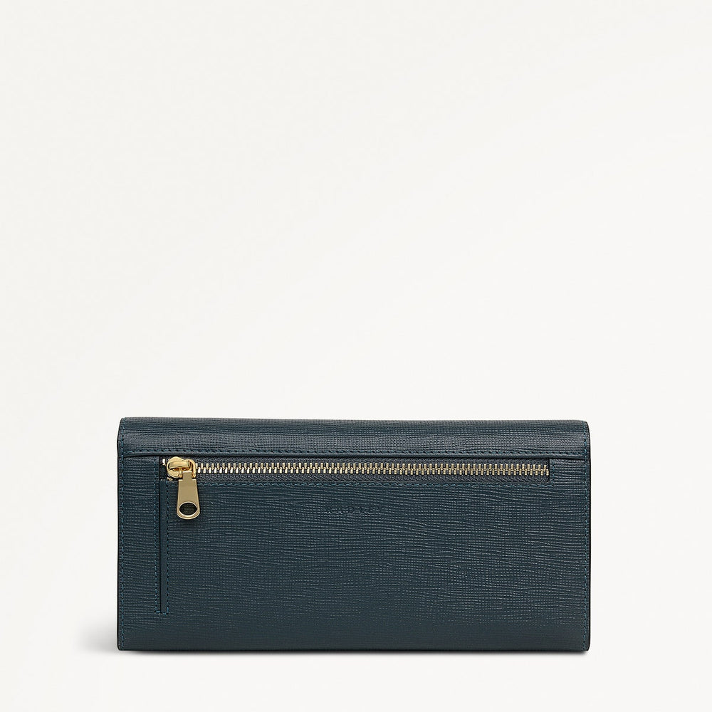 St Pancras Lane Leather Large Flapover Wallet in Teal - 112454