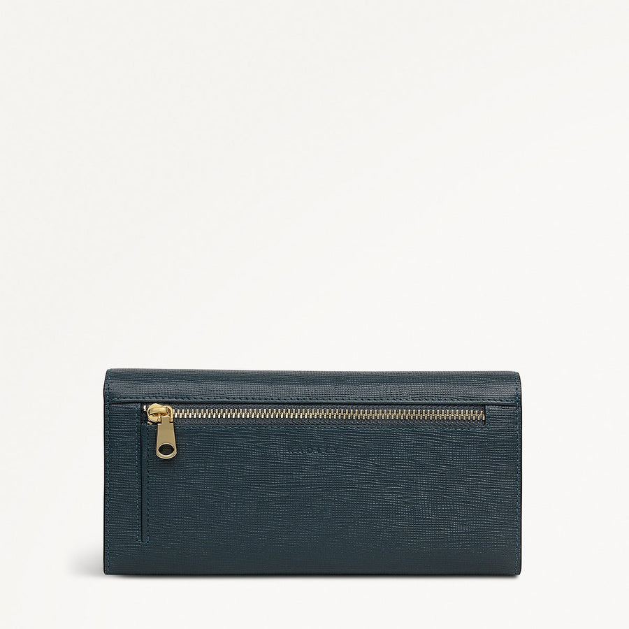 St Pancras Lane Leather Large Flapover Wallet in Teal - 112454