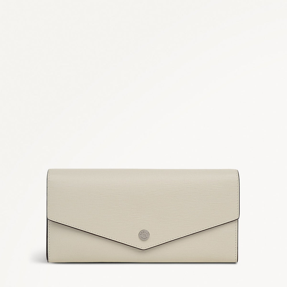 St Pancras Lane Leather Large Flapover Wallet in Snow - 112455
