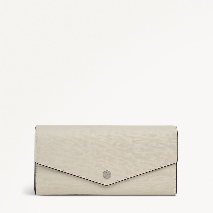 St Pancras Lane Leather Large Flapover Wallet in Snow - 112455
