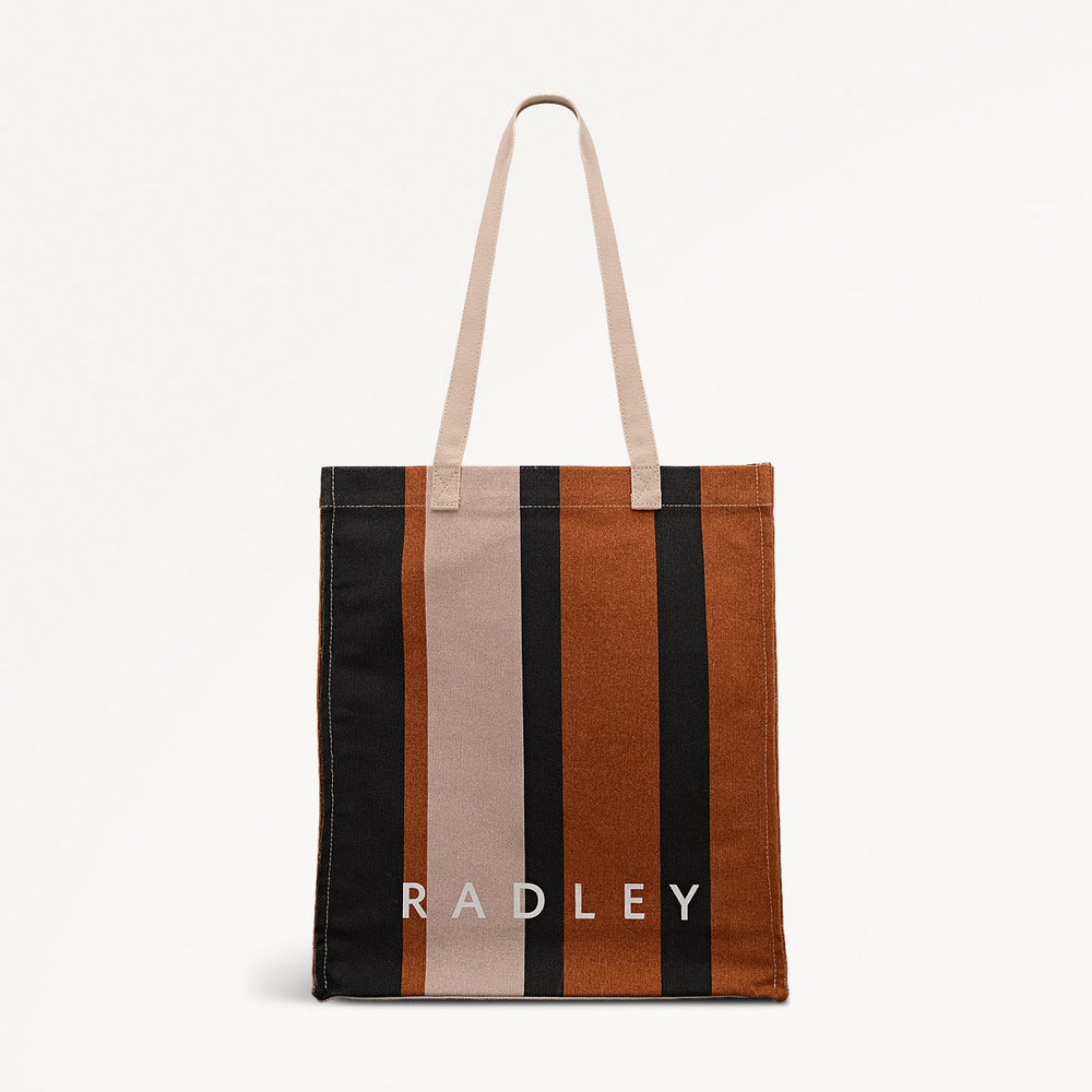 Stripe Medium Open Top Tote Bag in Snow - 112462