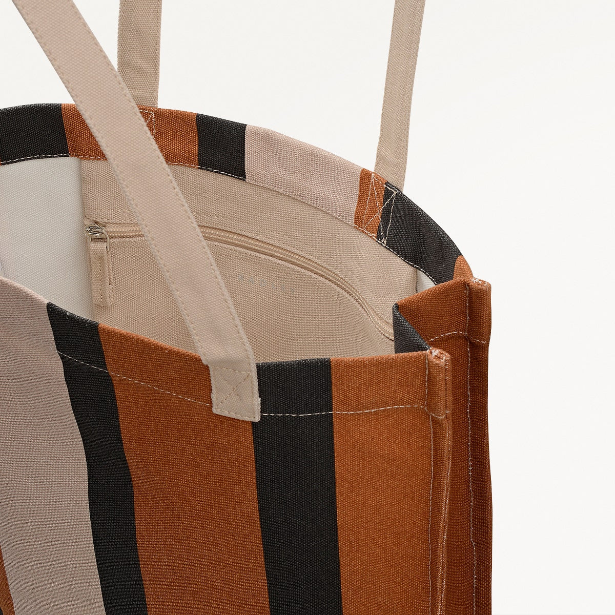 Stripe Medium Open Top Tote Bag in Snow - 112462