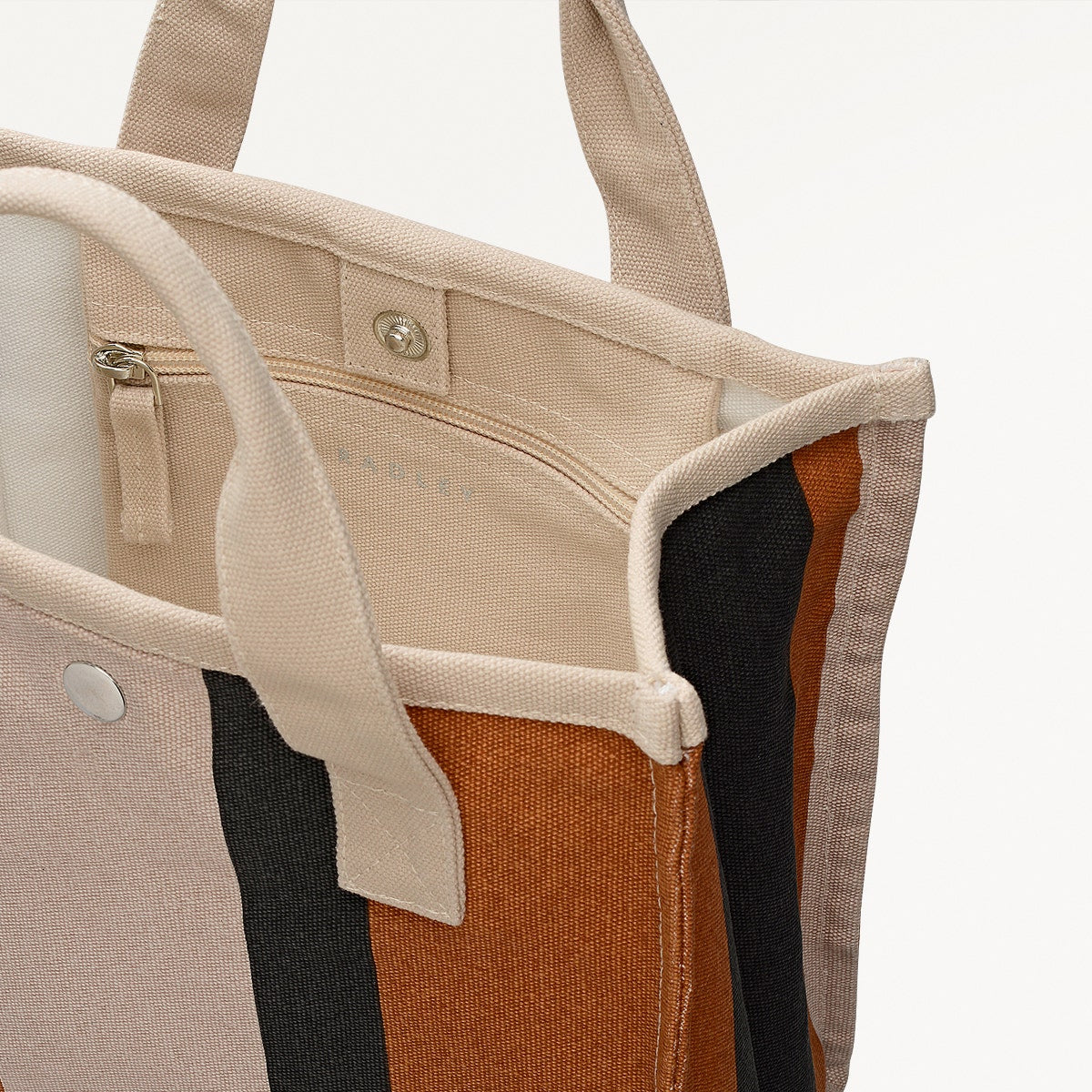 Stripe Small Open Top Satchel Bag in Snow - 112463