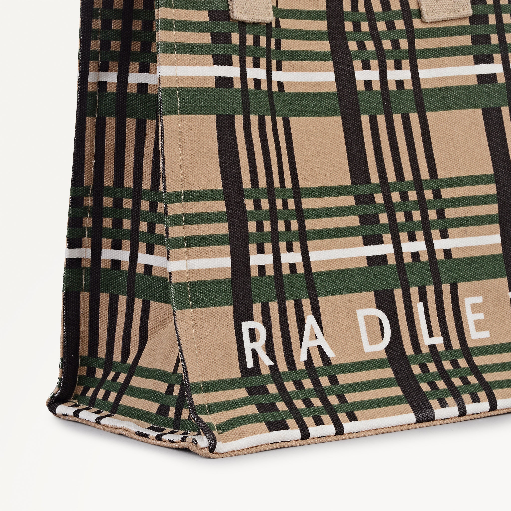 Check Fabric Small Open Top Grab in Porcini - 112465