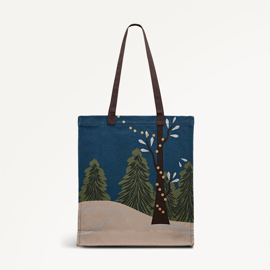 Winter Tales Fabric Medium Open Top Tote in Teal - 112466