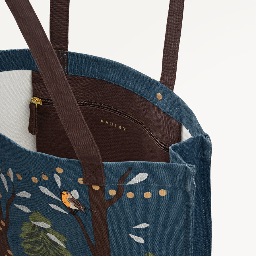 Winter Tales Fabric Medium Open Top Tote in Teal - 112466