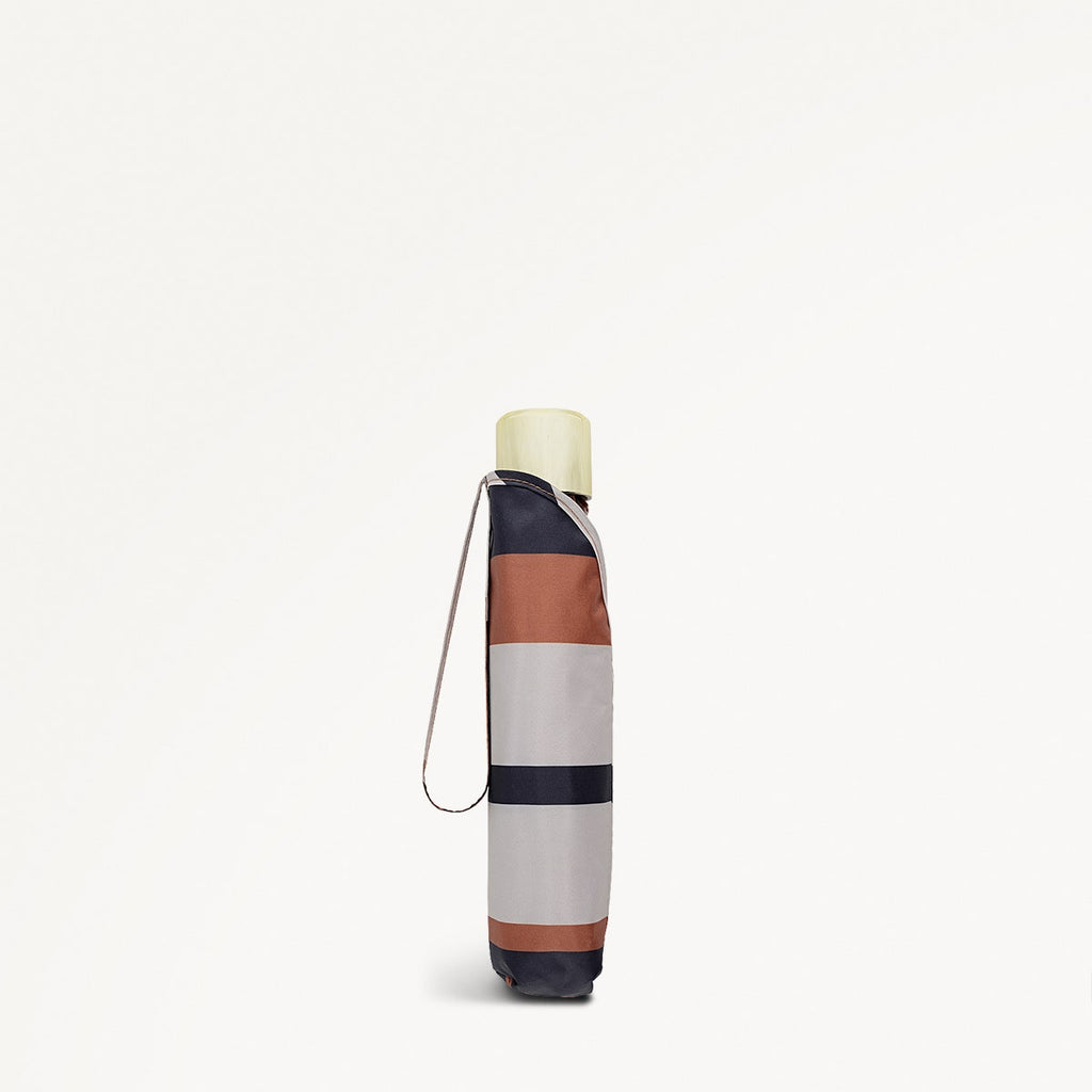 Stripe Fabric Responsible Handbag Umbrella in Snow - 112469