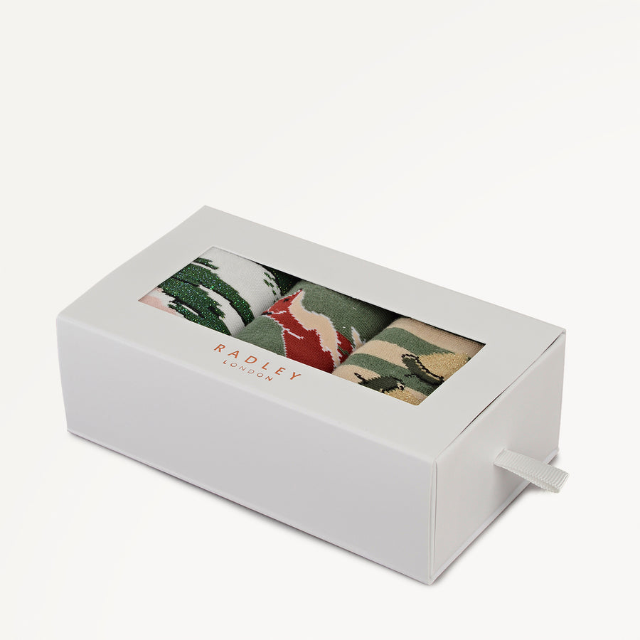 Fox Fabric Sock Set in Porcini - 112471