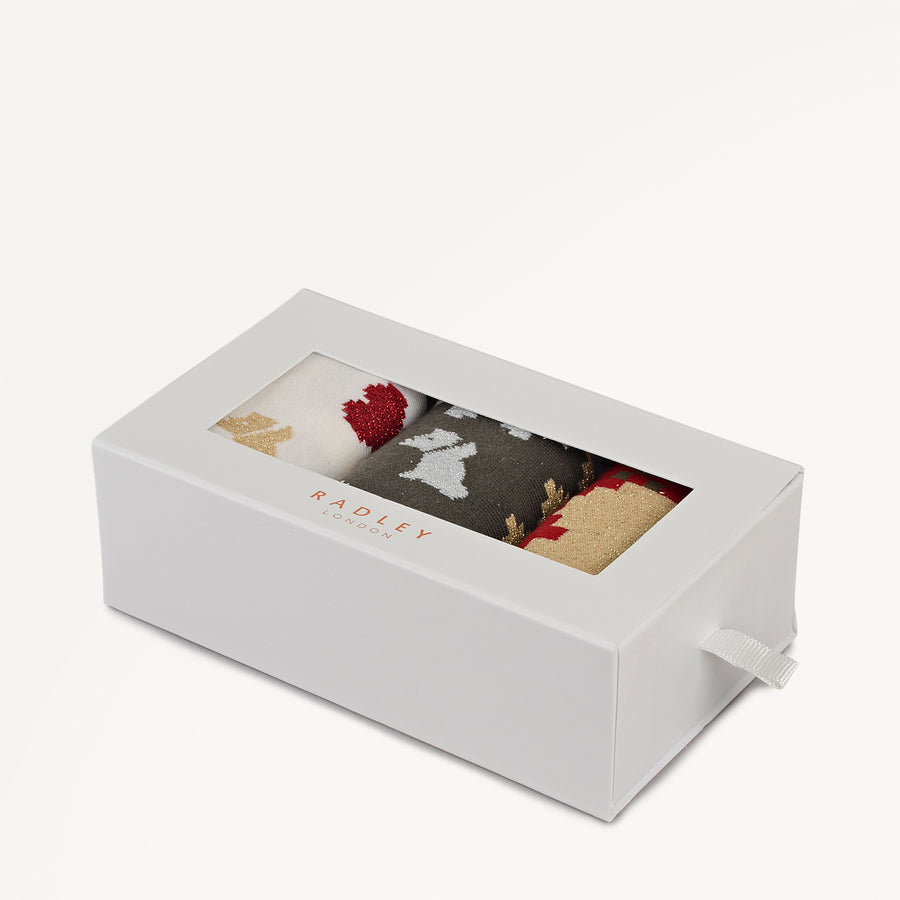 Fairisle Fabric Sock Set in Carmine - 112473