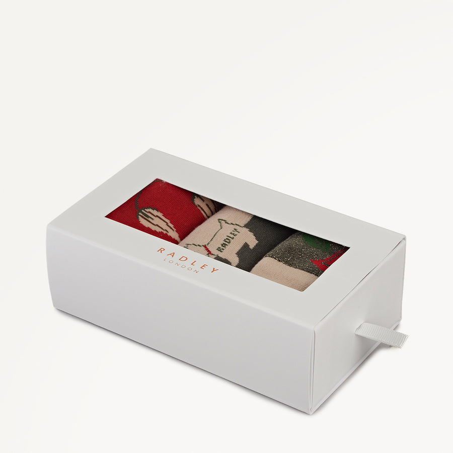 Winter Floral Fabric Sock Set in Pine Needle - 112476