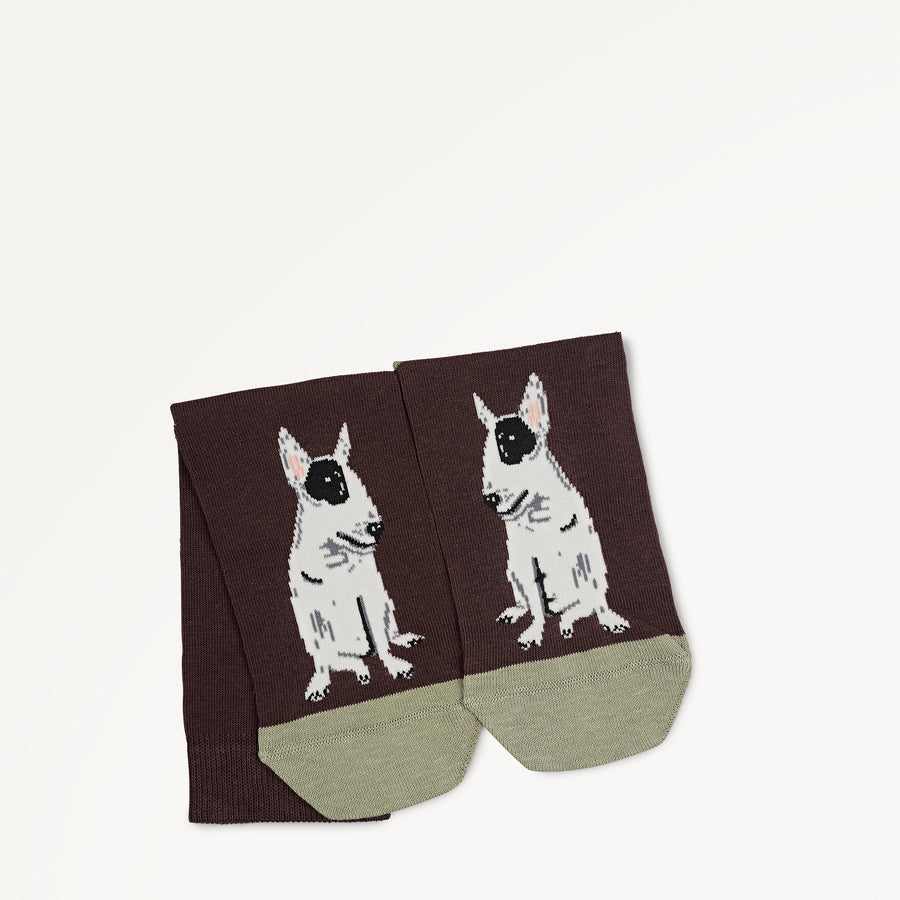 Radley & Friends Fabric 1 Pk Sock in Dark Cocoa - 112480