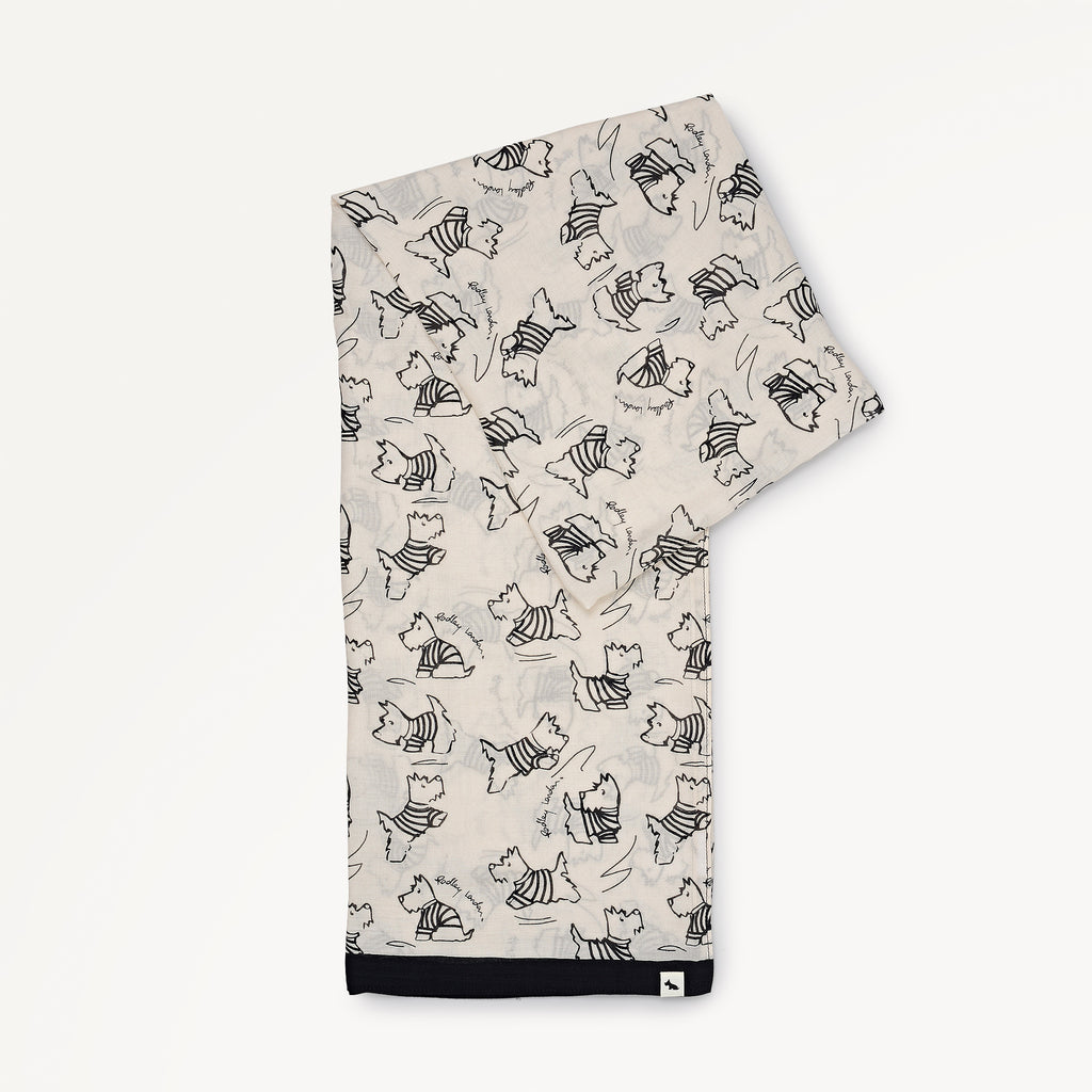 Sketchy Dog Fabric Scarf in Chalk - 112487