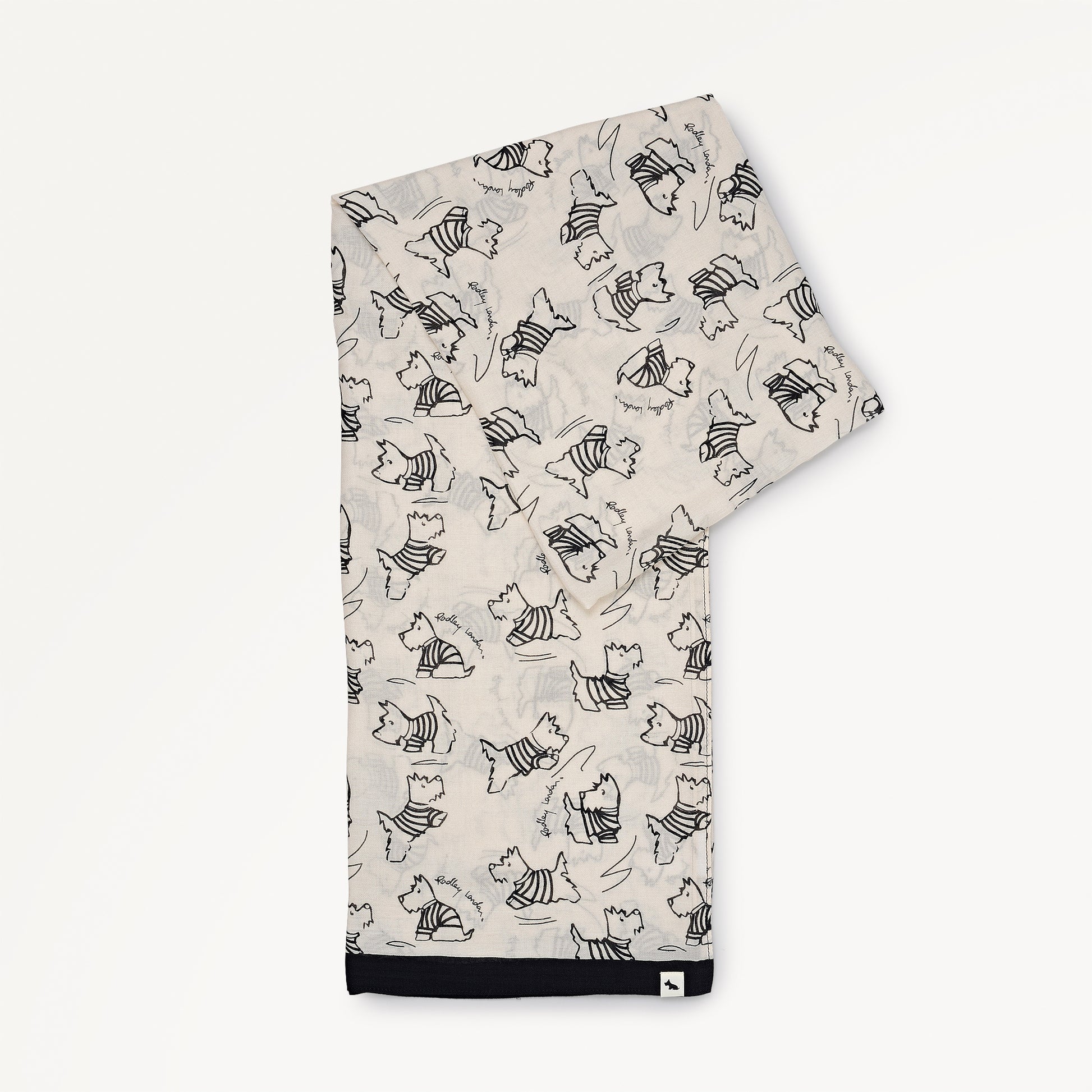 Sketchy Dog Fabric Scarf in Chalk - 112487