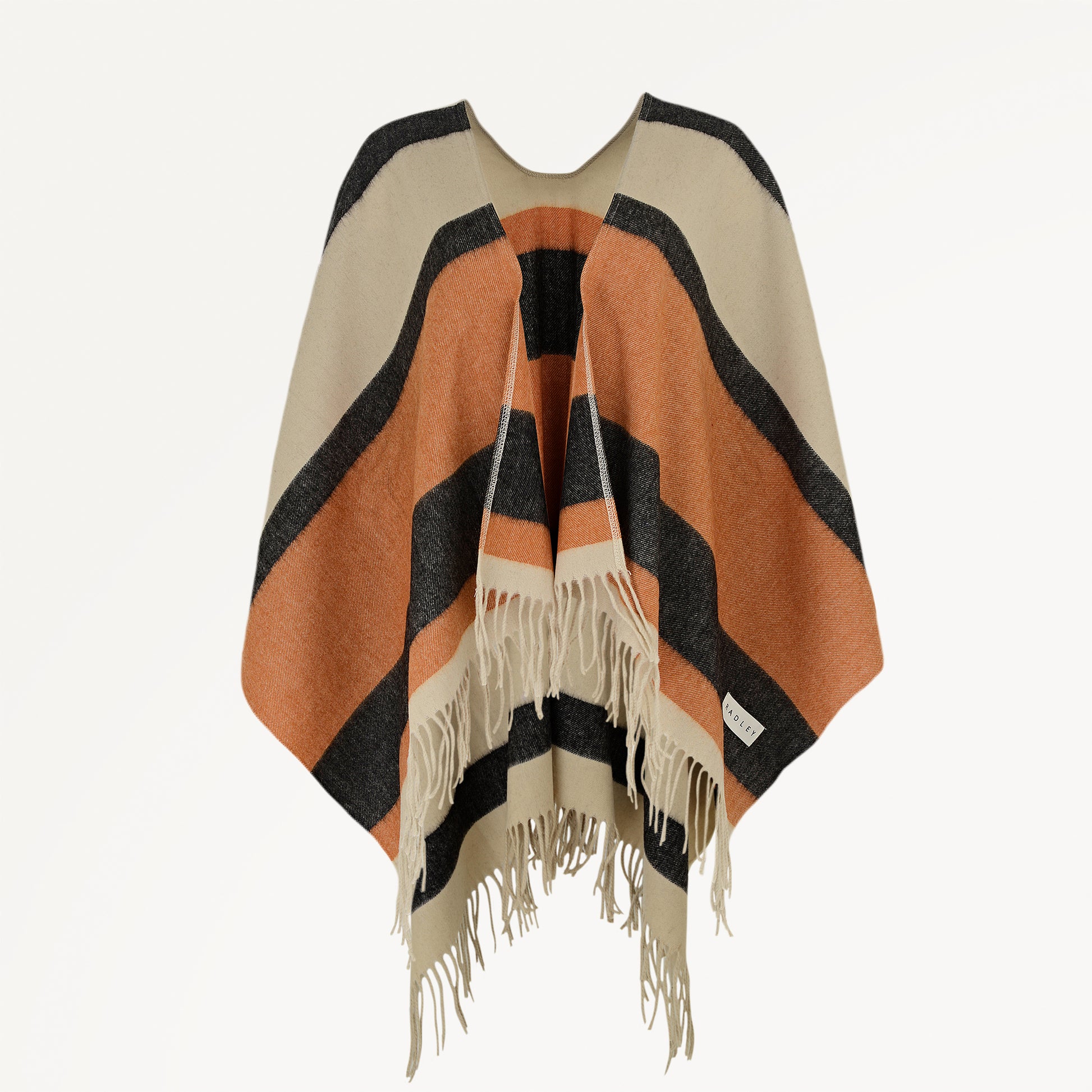 Radley Stripe Fabric Poncho in Snow - 112498