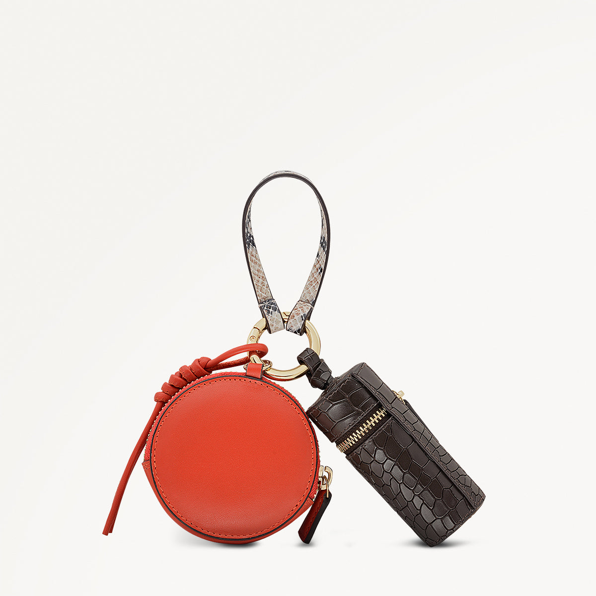 Nicholas Road Leather Small Multi-Compartment Pouch in Flame - 112515